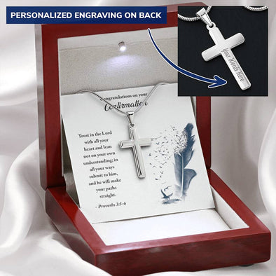 Confirmation - Polished Stainless Steel Cross - With Engraving