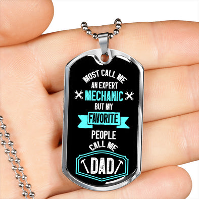 To Dad - Expert Mechanic - Dog Tag Necklace