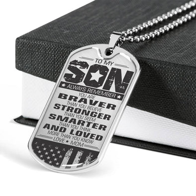 To Son From Mom - Dog Tag Necklace