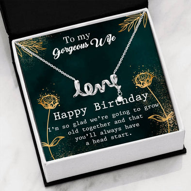 Scripted Love Necklace - Wife - Happy Birthday