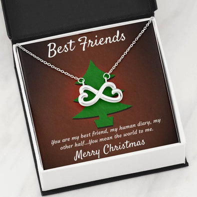 Merry Christmas - Best Friends - Infinity Hearts Necklace