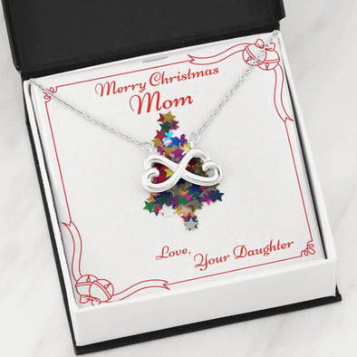Merry Christmas Mom From Daughter - Infinity Hearts Necklace