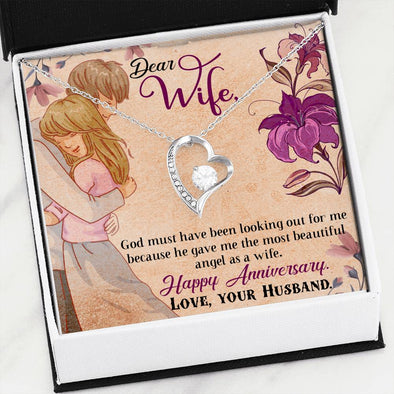 To Wife - Happy Anniversary - Heart Necklace