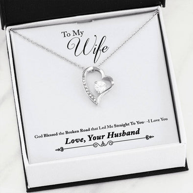 To My Wife- Broken Road - Heart Necklace