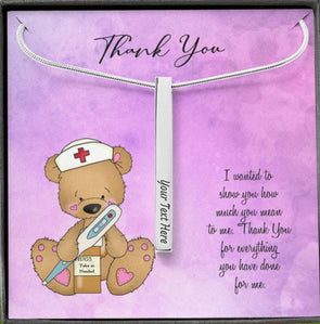 Vertical Stick Necklace - Thank You - With Engraving