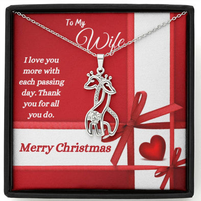 Merry Christmas - To My Wife - Giraffe Necklace