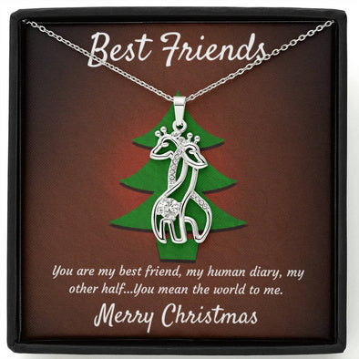 Merry Christmas - Best Friends - Giraffe Necklace