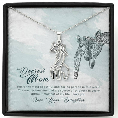Giraffe Necklace - To Mom From Daughter