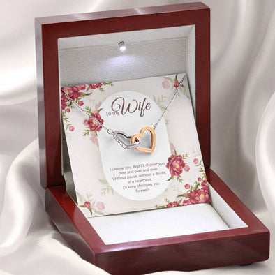 To My Wife - I Choose You - Interlocking Hearts Necklace
