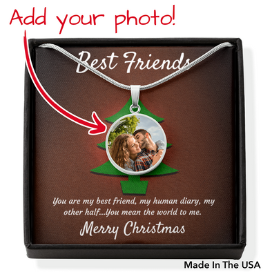 Best Friends - Circle Pendant Necklace - Add Photo & Engraving