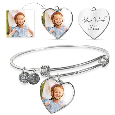 Heart Bangle -Upload Your Photo & Add Engraving!